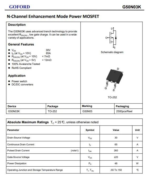 Fast Delivery Stock Mosfet Field Effect Transistor 30V 50A