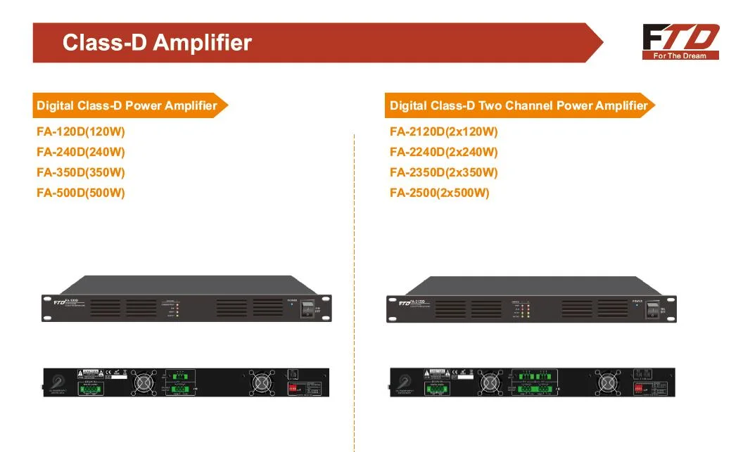 500W Single Channel PA Audio System Power Amplifier Digital Amplifier