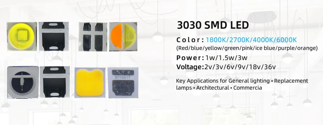 Quality LED Single Core 3030 Green 520nm 540nm 1W 3V 6V 9V SMD LED Chip