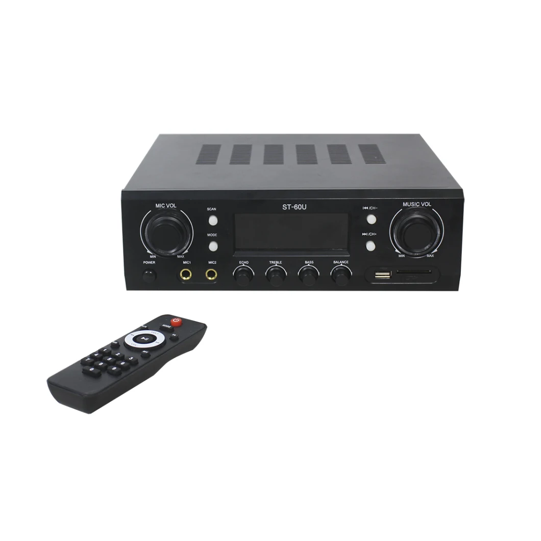 2*70W Bluetooth Stereo Amplifier Receiver - Phono, Coaxial, FM Radio, USB &amp; SD Memory Card Readers, Line Input, Digital LED Display, Microphone Inputs